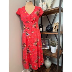 spaulding linen dress reformation REFORMATION Spaulding Ruffled Floral-Print Linen Midi Dress